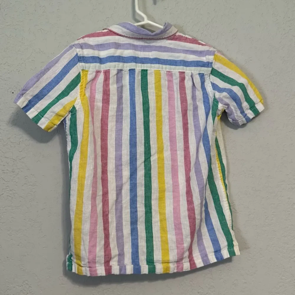 Gap Pastel Rainbow Striped Short Sleeve Button Down Casual Shirt